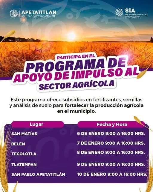 Programa de apoyo de impulso al sector agricola